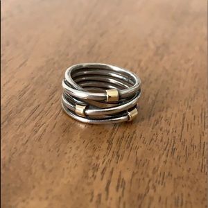 RETIRED Pandora Rope Ring - Sterling & 14k Gold